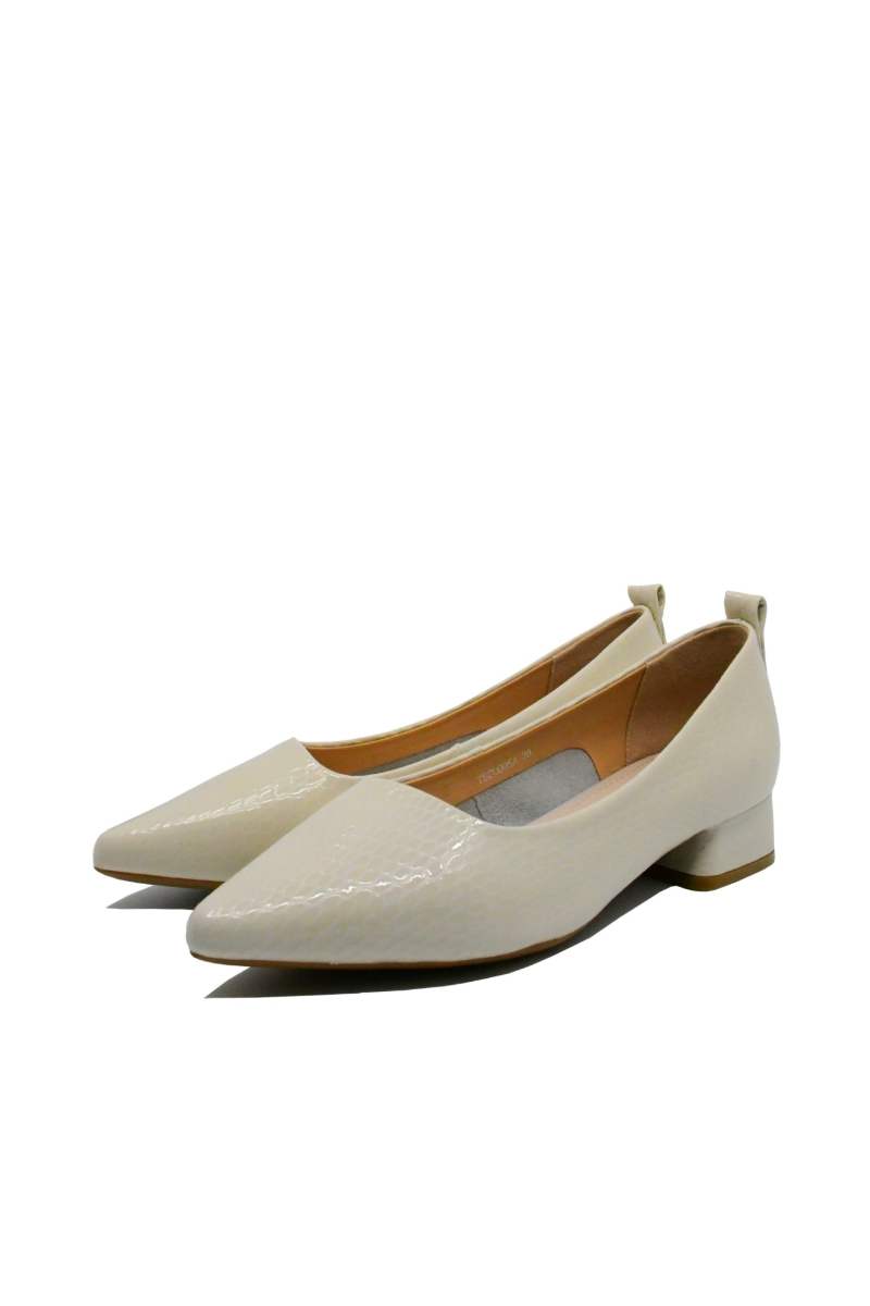 Imagine Pantofi crem din lac cu imprimeu croco OTR20005