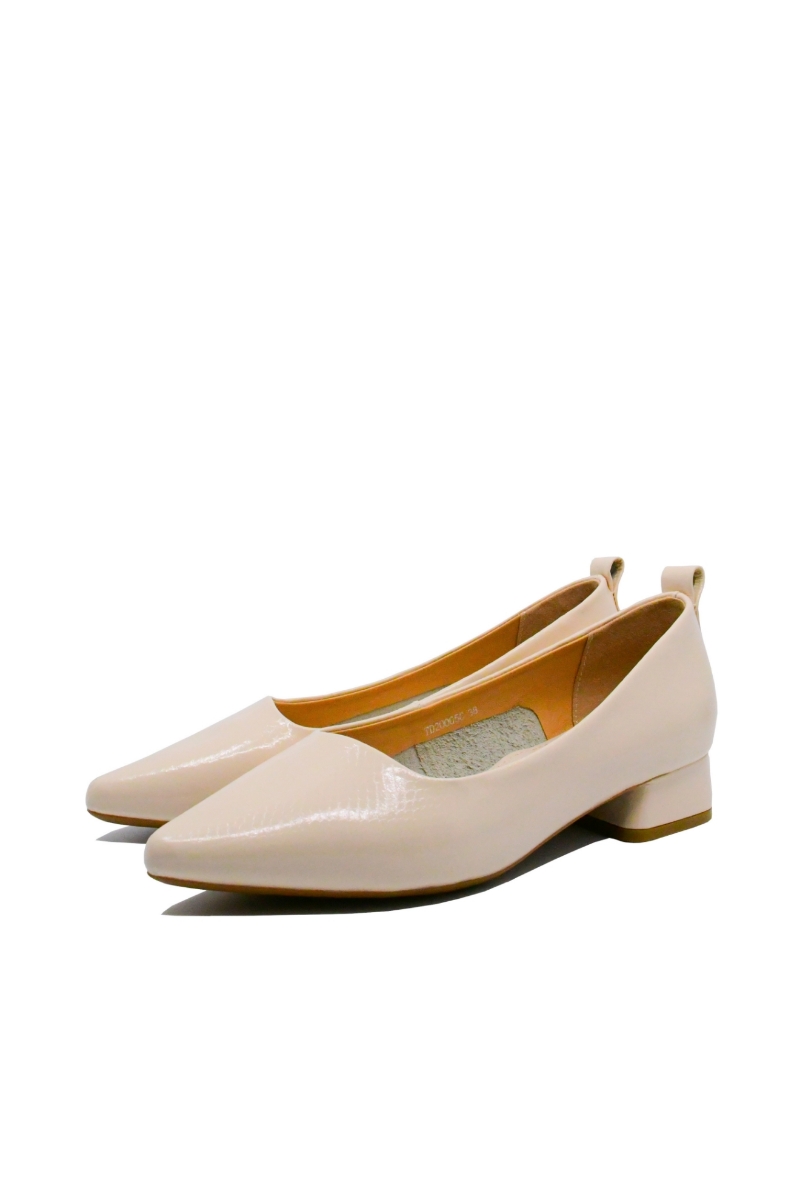 Imagine Pantofi bej din lac cu imprimeu croco OTR20005