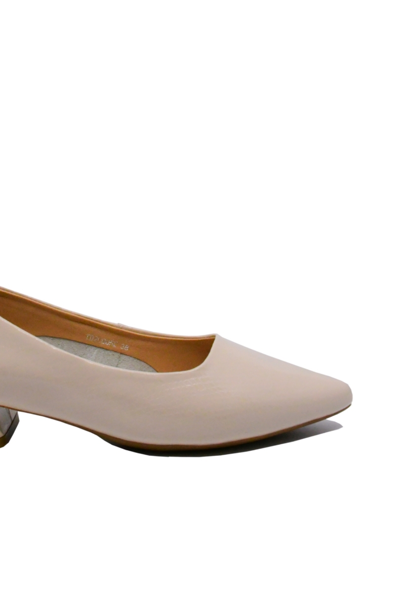 Imagine Pantofi bej din lac cu imprimeu croco OTR20005
