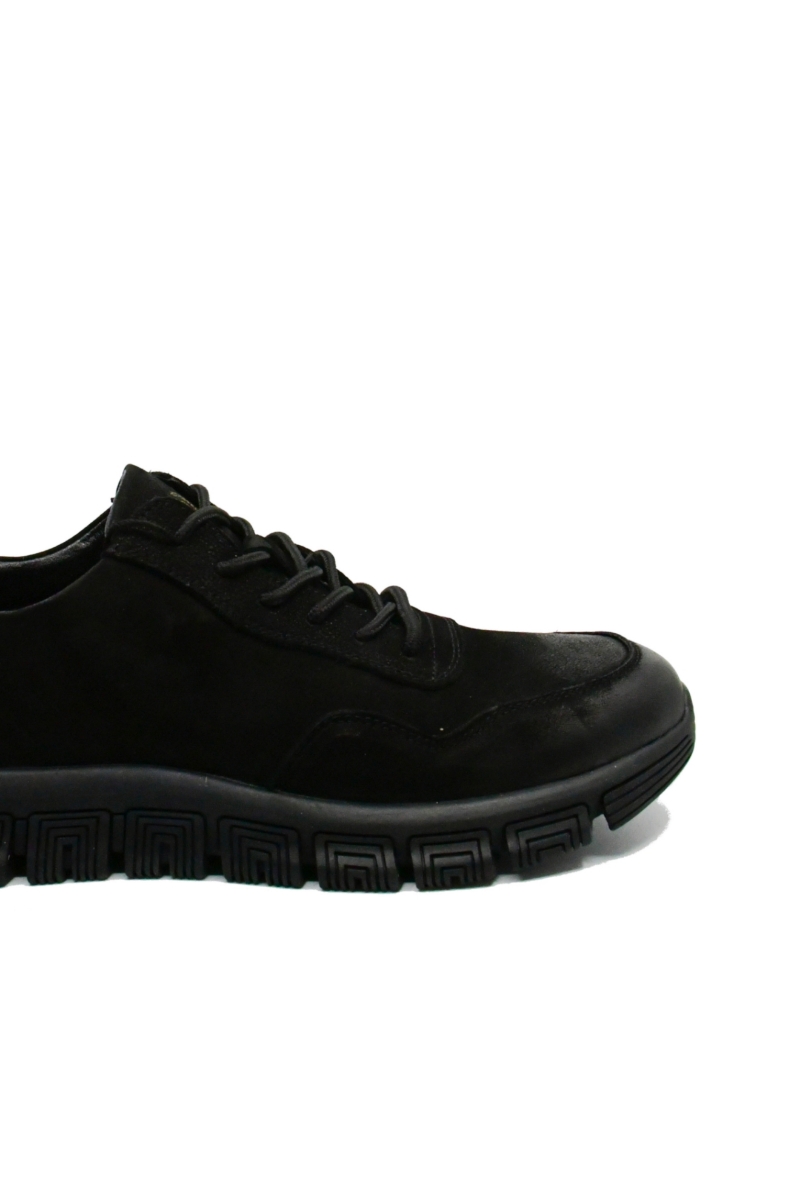 Imagine Pantofi sport negri din piele întoarsă cu efect patinat FNX8836
