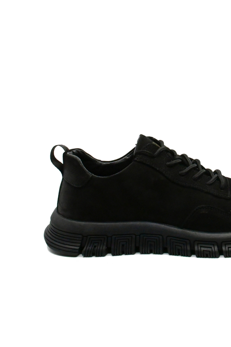 Imagine Pantofi sport negri din piele întoarsă cu efect patinat FNX8836