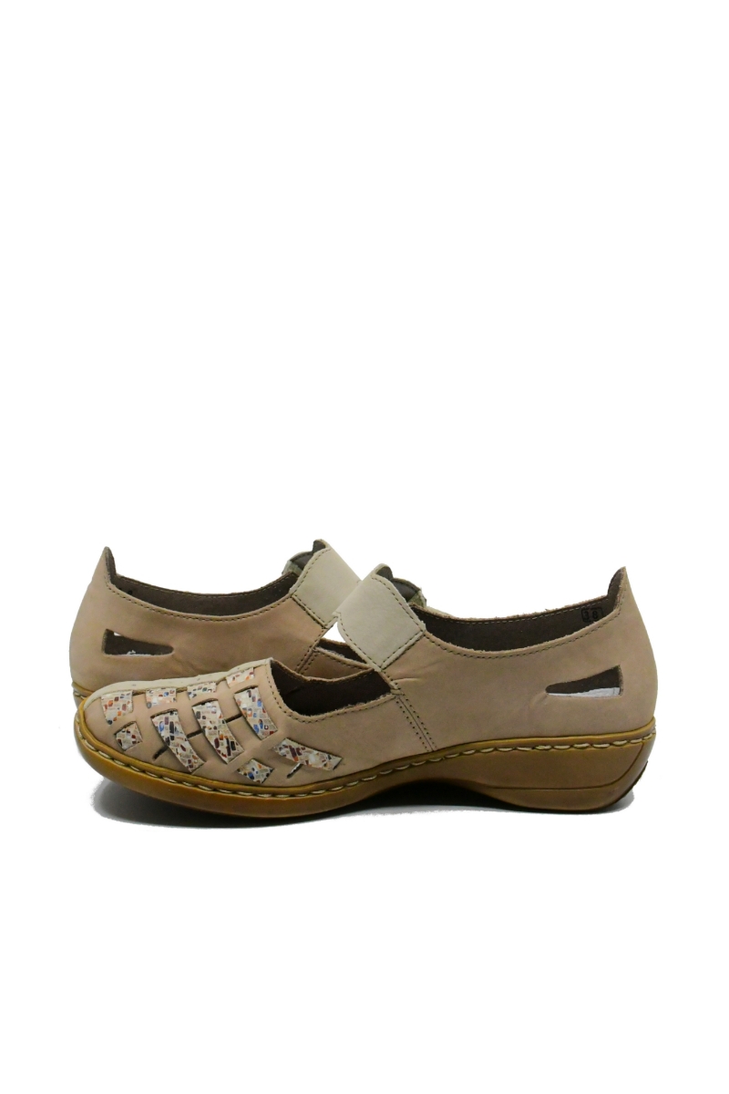 Imagine Pantofi comozi damă bej din piele naturală RIK41369-60