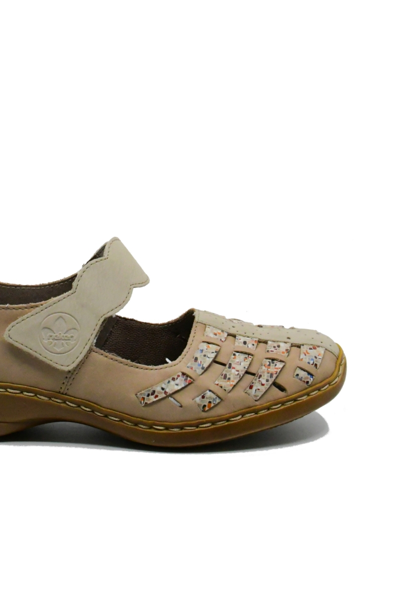 Imagine Pantofi comozi damă bej din piele naturală RIK41369-60