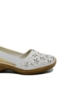 Imagine Mocasini damă din piele naturală albi, cu model floral RIK41356-80