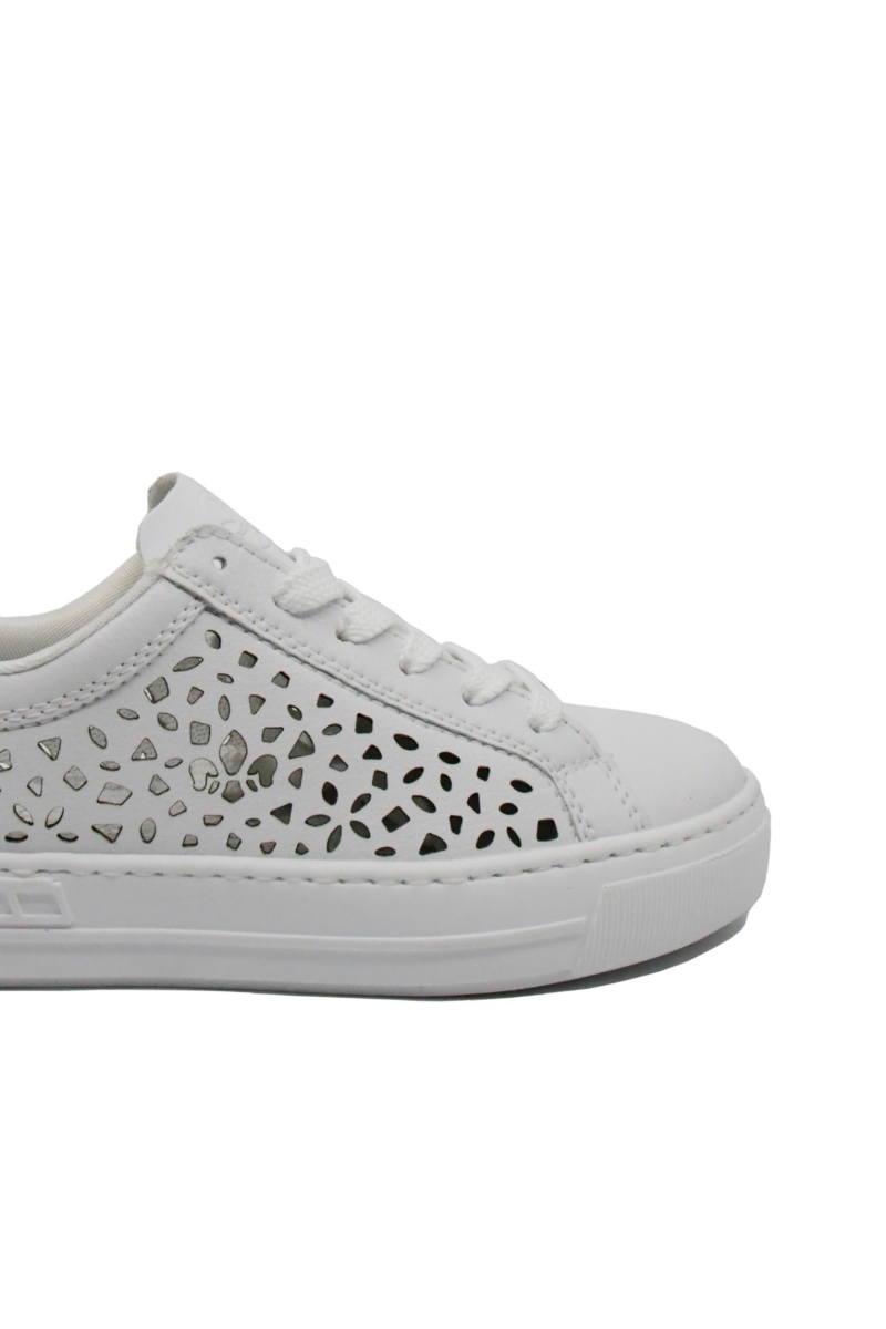 Imagine Pantofi casual sport albi perforați din piele naturală RIKL8831-80