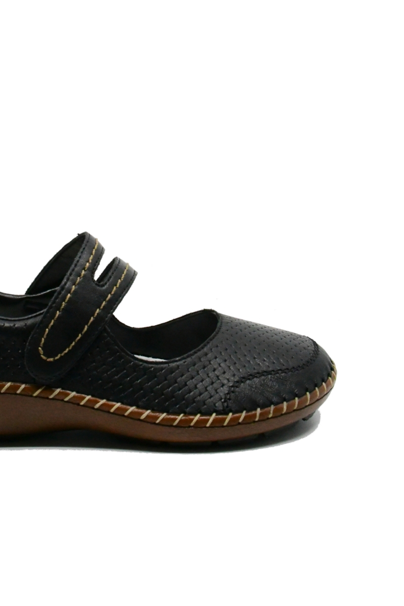 Imagine Pantofi comozi cu baretă negri din piele naturală RIK44871-00