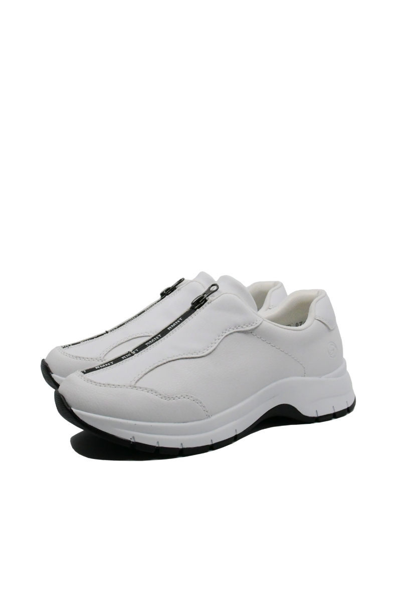 Imagine Pantofi sport din piele naturală, albi, cu fermoar în față REMD0G03-80