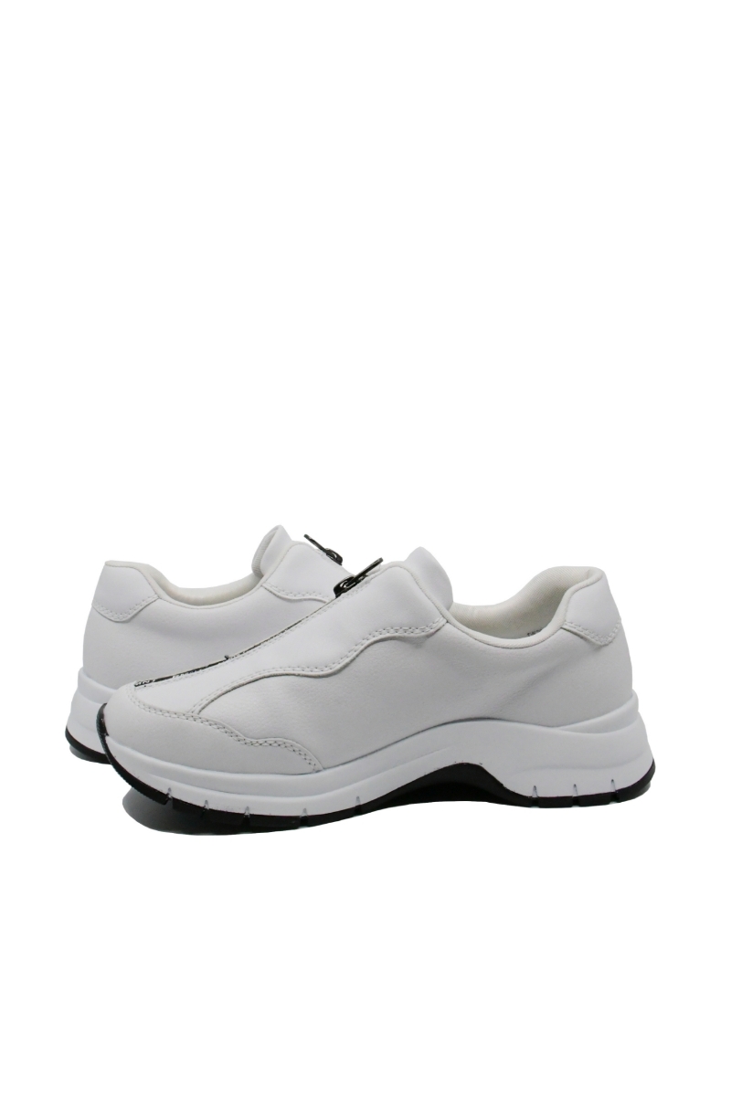 Imagine Pantofi sport din piele naturală, albi, cu fermoar în față REMD0G03-80