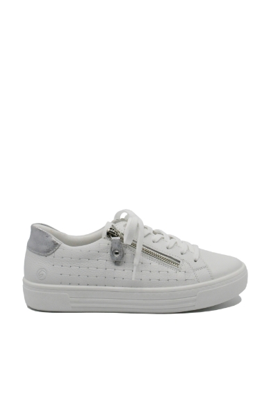 Imagine Pantofi sport din piele naturală, albi, cu aspect împletit REMD0916-81