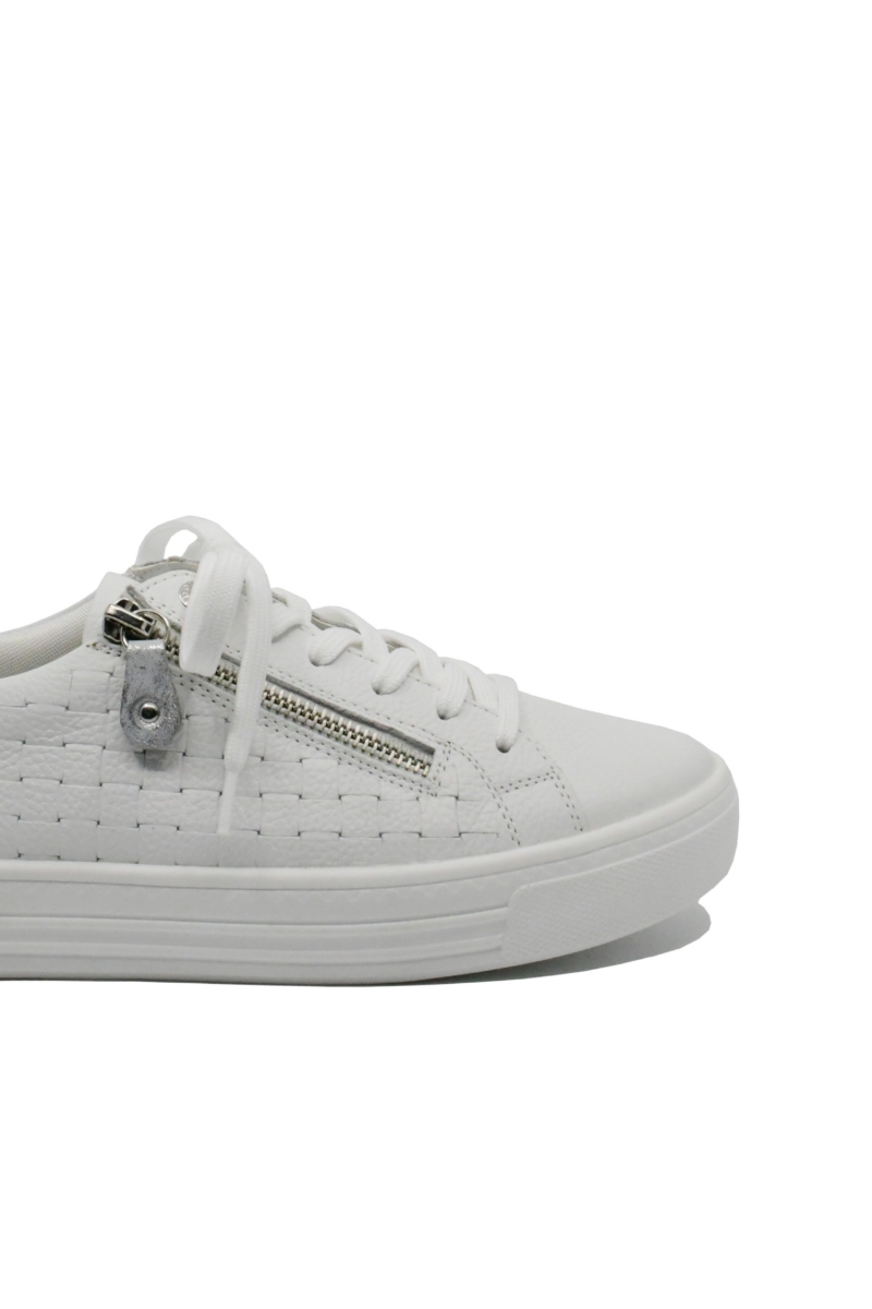 Imagine Pantofi sport din piele naturală, albi, cu aspect împletit REMD0916-81