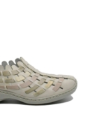 Imagine Pantofi decupați din piele naturală bej cu model împletit auriu RIK413V8-60