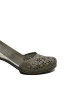 Imagine Pantofi cu toc din piele naturală bej cu model floral RIK40986-64