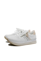 Imagine Pantofi sport damă alb cu orange, din piele naturală REMD1318-81