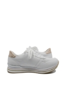 Imagine Pantofi sport damă alb cu orange, din piele naturală REMD1318-81