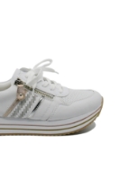 Imagine Pantofi sport damă alb cu orange, din piele naturală REMD1318-81