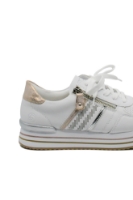 Imagine Pantofi sport damă alb cu orange, din piele naturală REMD1318-81