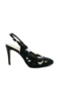 Imagine Pantofi decupați negri cu toc stiletto și model floral cu cristale MEN23640