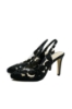 Imagine Pantofi decupați negri cu toc stiletto și model floral cu cristale MEN23640