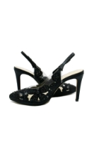 Imagine Pantofi decupați negri cu toc stiletto și model floral cu cristale MEN23640