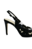 Imagine Pantofi decupați negri cu toc stiletto și model floral cu cristale MEN23640