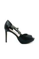 Imagine Pantofi decupați peep-toe negru sidefat cu toc stiletto MEN23822