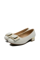 Imagine Pantofi crem din piele naturală, cu cataramă decorativă OTR820025