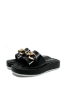 Imagine Saboți platformă cu zale decorative, negri, din piele naturală OTR20020