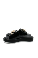 Imagine Saboți platformă cu zale decorative, negri, din piele naturală OTR20020