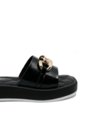 Imagine Saboți platformă cu zale decorative, negri, din piele naturală OTR20020