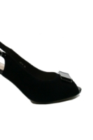 Imagine Sandale damă peep toe negre din piele întoarsă OTR854
