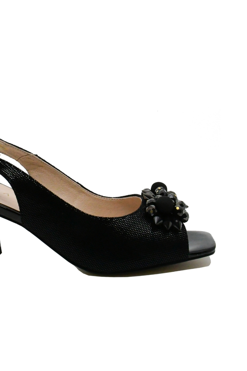 Imagine Sandale damă negre din piele snake și cristale OTR32008