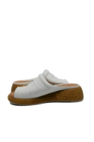 Imagine Saboți albi din piele naturală, cu talpa de plută MIR2036