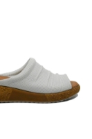 Imagine Saboți albi din piele naturală, cu talpa de plută MIR2036