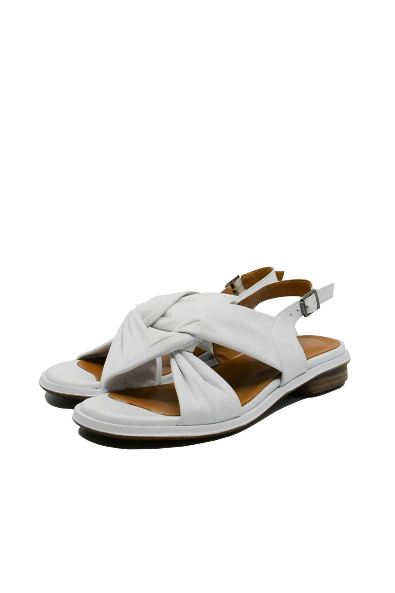 Imagine Sandale cu twist, albe, din piele naturală MIR445