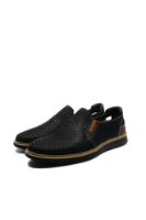 Imagine Mocasini bărbați bleumarin, din piele naturală cu perforații geometrice MIR1411