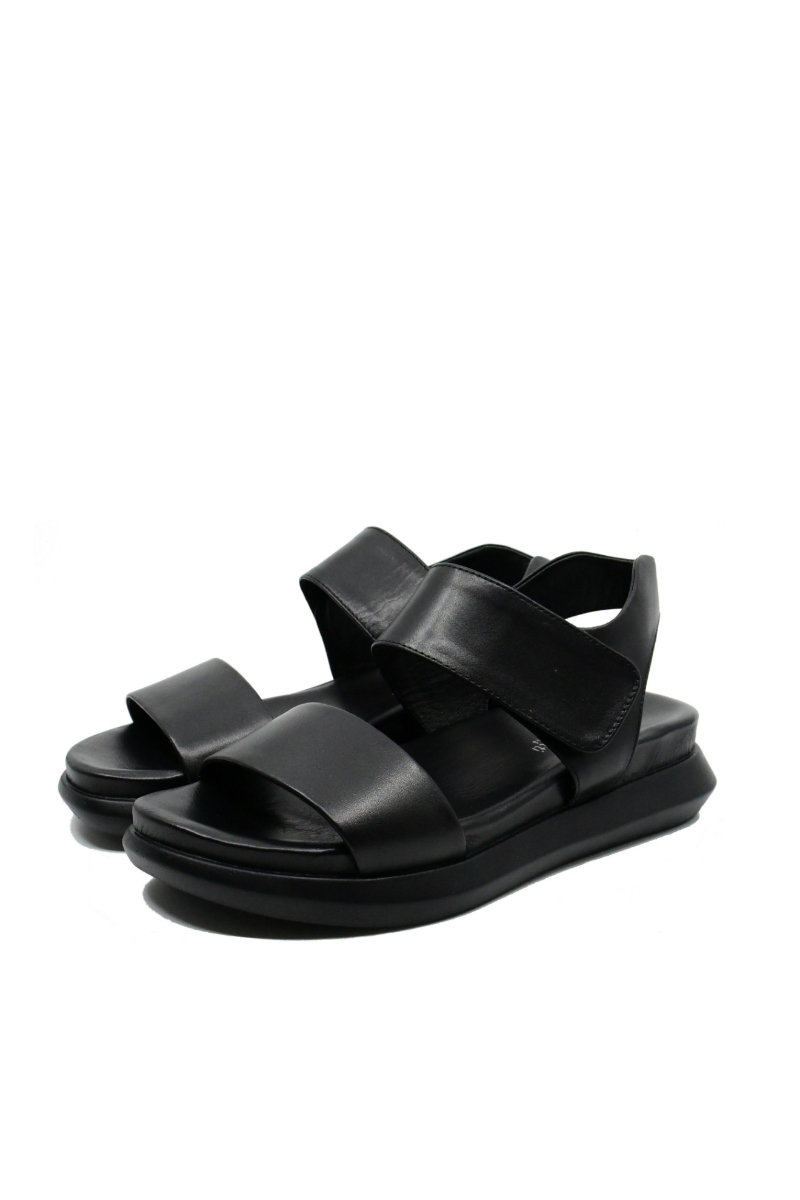 Imagine Sandale damă negre din piele naturală cu talpa dublă GOR736