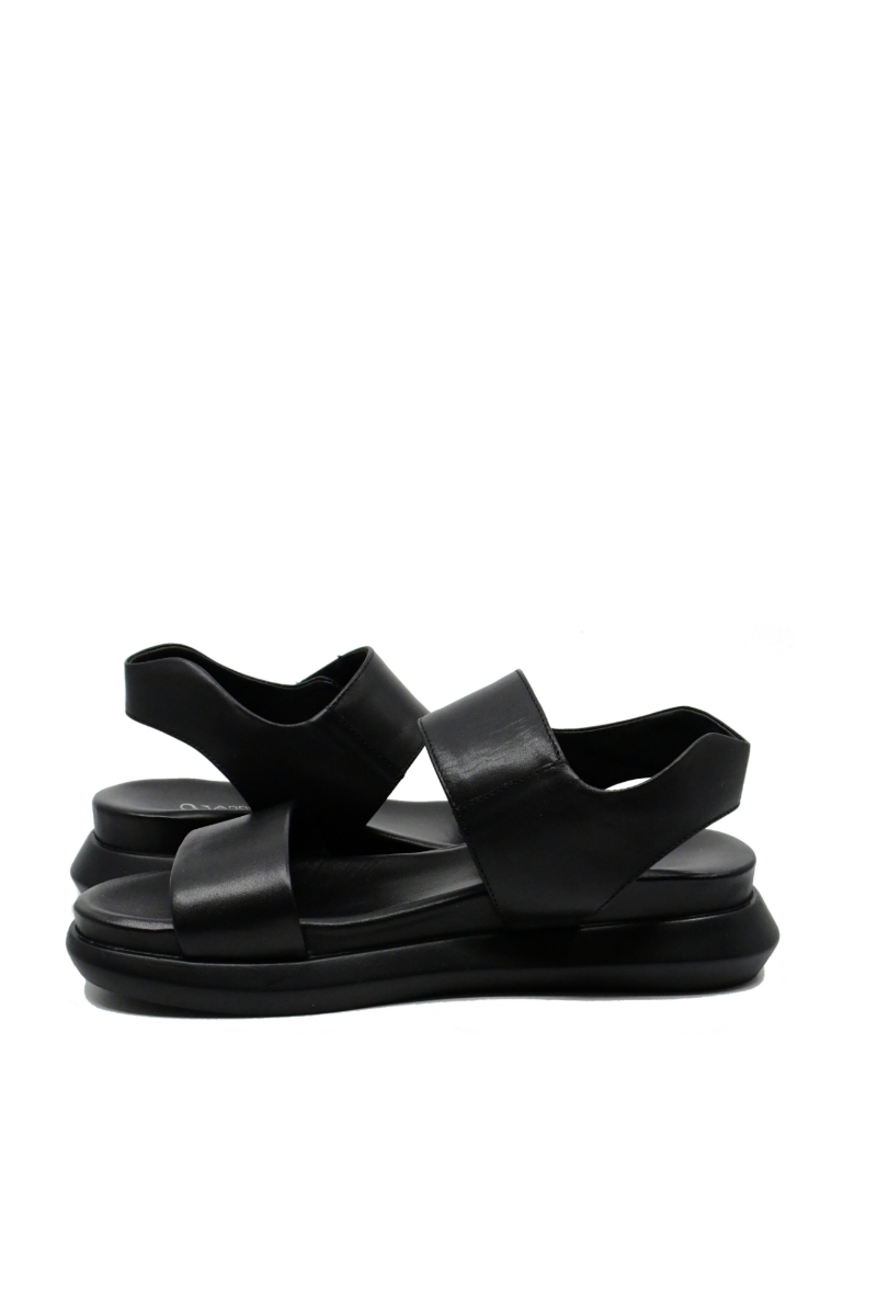 Imagine Sandale damă negre din piele naturală cu talpa dublă GOR736