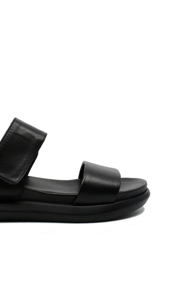 Imagine Sandale damă negre din piele naturală cu talpa dublă GOR736