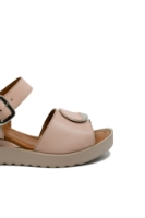 Imagine Sandale damă cu baretă, roz pudră, din piele naturală GOR361