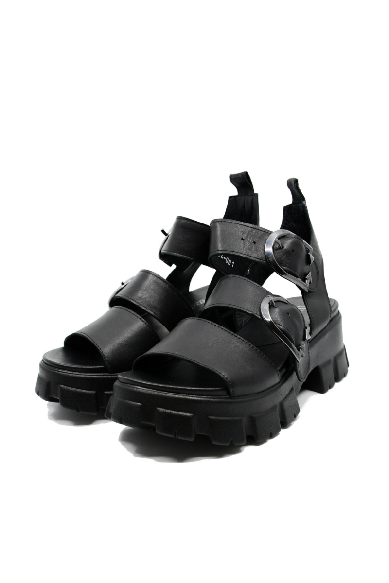 Imagine Sandale damă negre din piele naturală, cu platformă voluminoasă GOR854