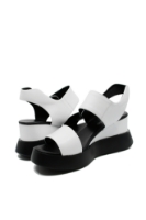 Imagine Sandale damă wedge albe din piele naturală GOR840