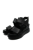 Imagine Sandale damă wedge negre din piele naturală GOR840