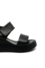 Imagine Sandale damă wedge negre din piele naturală GOR840