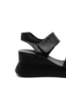 Imagine Sandale damă wedge negre din piele naturală GOR840