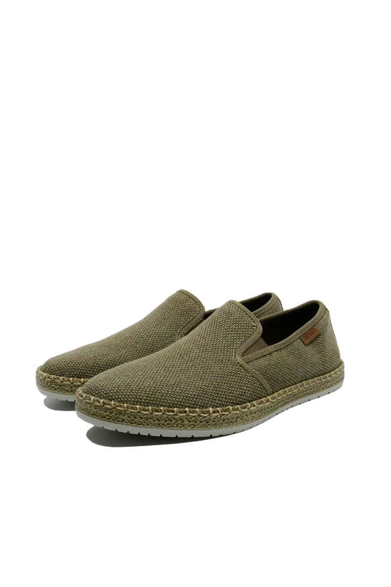 Imagine Mocasini bej bărbați din material textil cu aspect țesut RIKB5265-64