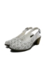 Imagine Pantofi decupați din piele naturală albi cu model floral RIK40981-80
