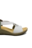 Imagine Sandale damă wedge, albe, cu medalion decorativ RIK624H6-80