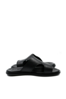 Imagine Șlapi negri bărbați din piele naturală