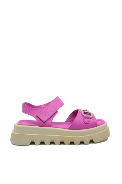 Imagine Sandale damă cu platformă, fuchsia, din piele naturală TR8102