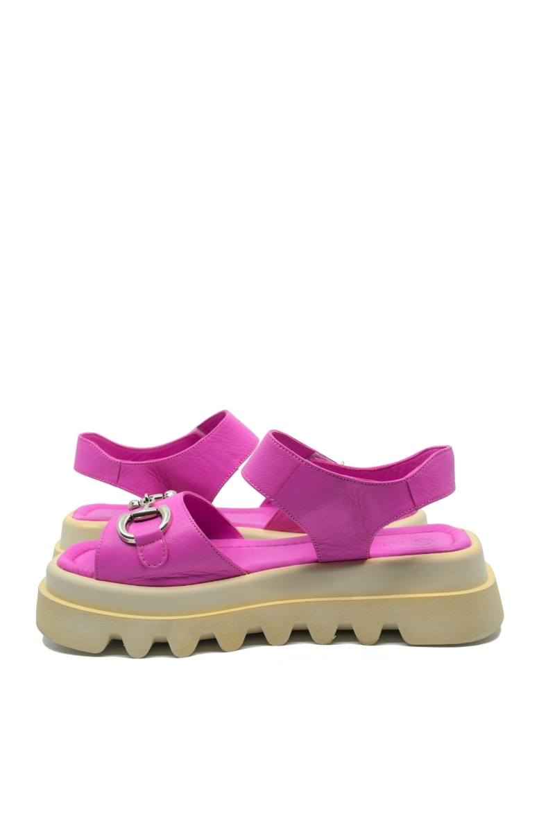 Imagine Sandale damă cu platformă, fuchsia, din piele naturală TR8102